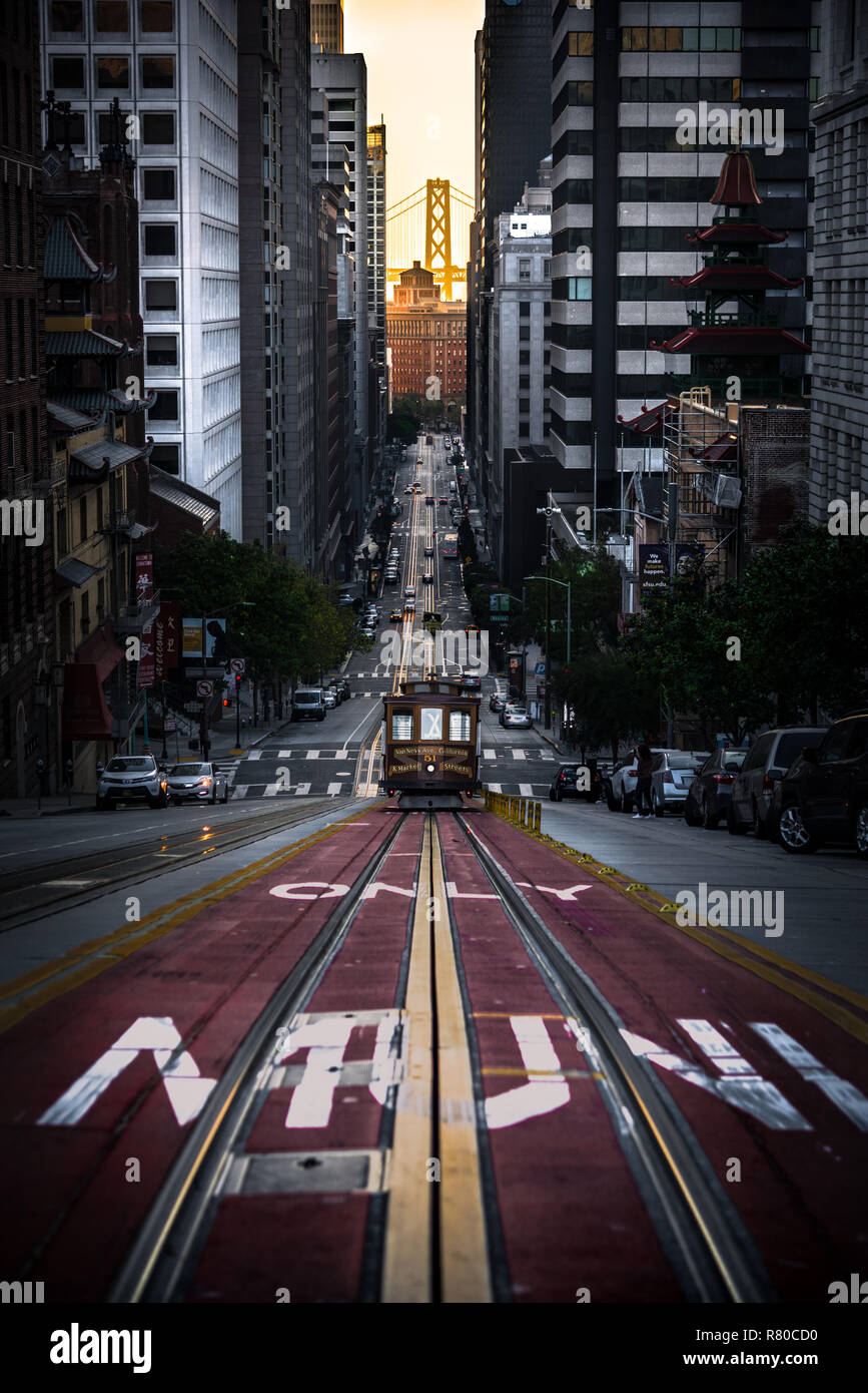 San Francisco California Street Photography, compreso la California Street e Harrison Street Foto Stock