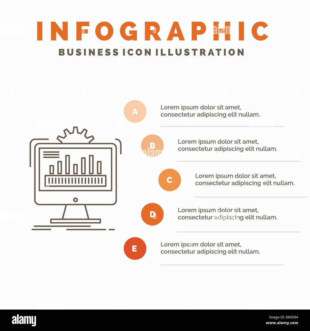 Cruscotto, admin, monitoraggio, controllo, elaborazione Infographics  Template per il sito Web e la presentazione. La linea icona grigia con  Orange stile infografico vec Immagine e Vettoriale - Alamy