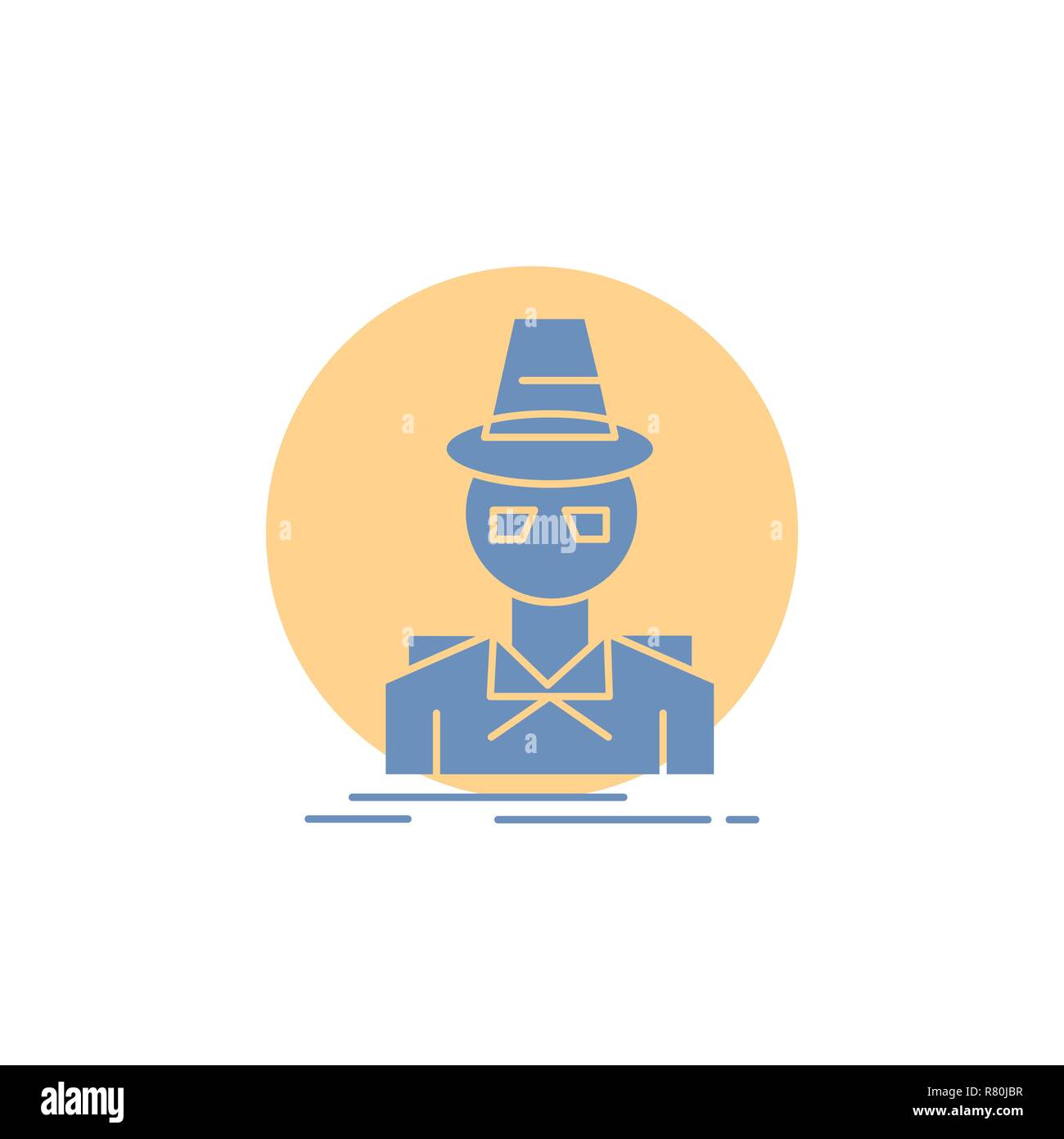 Detective, hacker, in incognito, spy, ladro icona glyph. Illustrazione Vettoriale