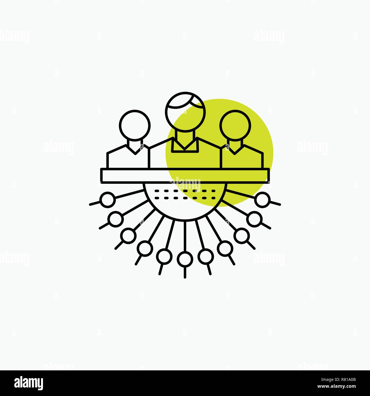 Assegnazione, gruppo, umana, gestione in outsourcing Icona di linea Illustrazione Vettoriale