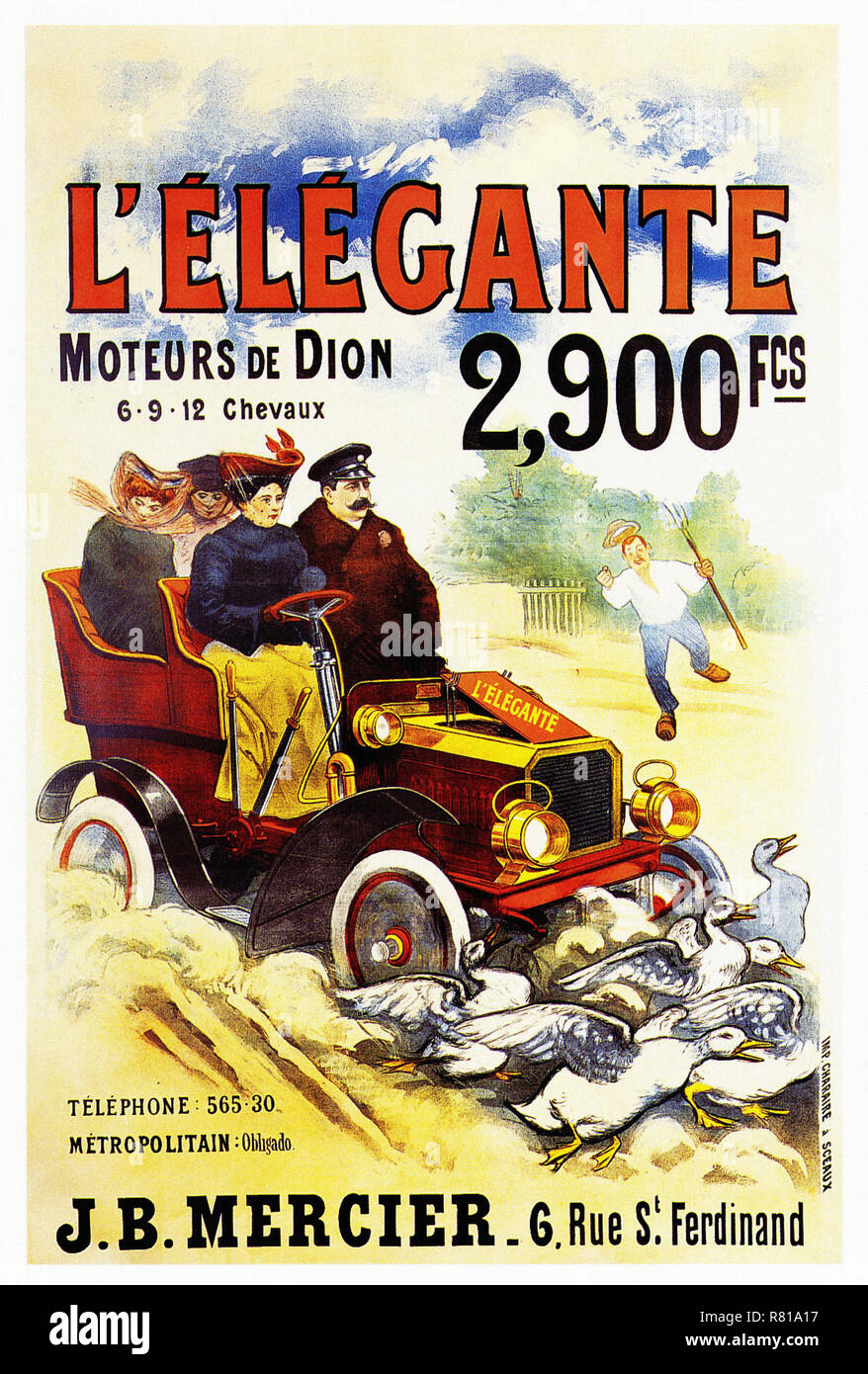 L'elegante Moteurs de Dion - Vintage auto del poster pubblicitario Foto Stock