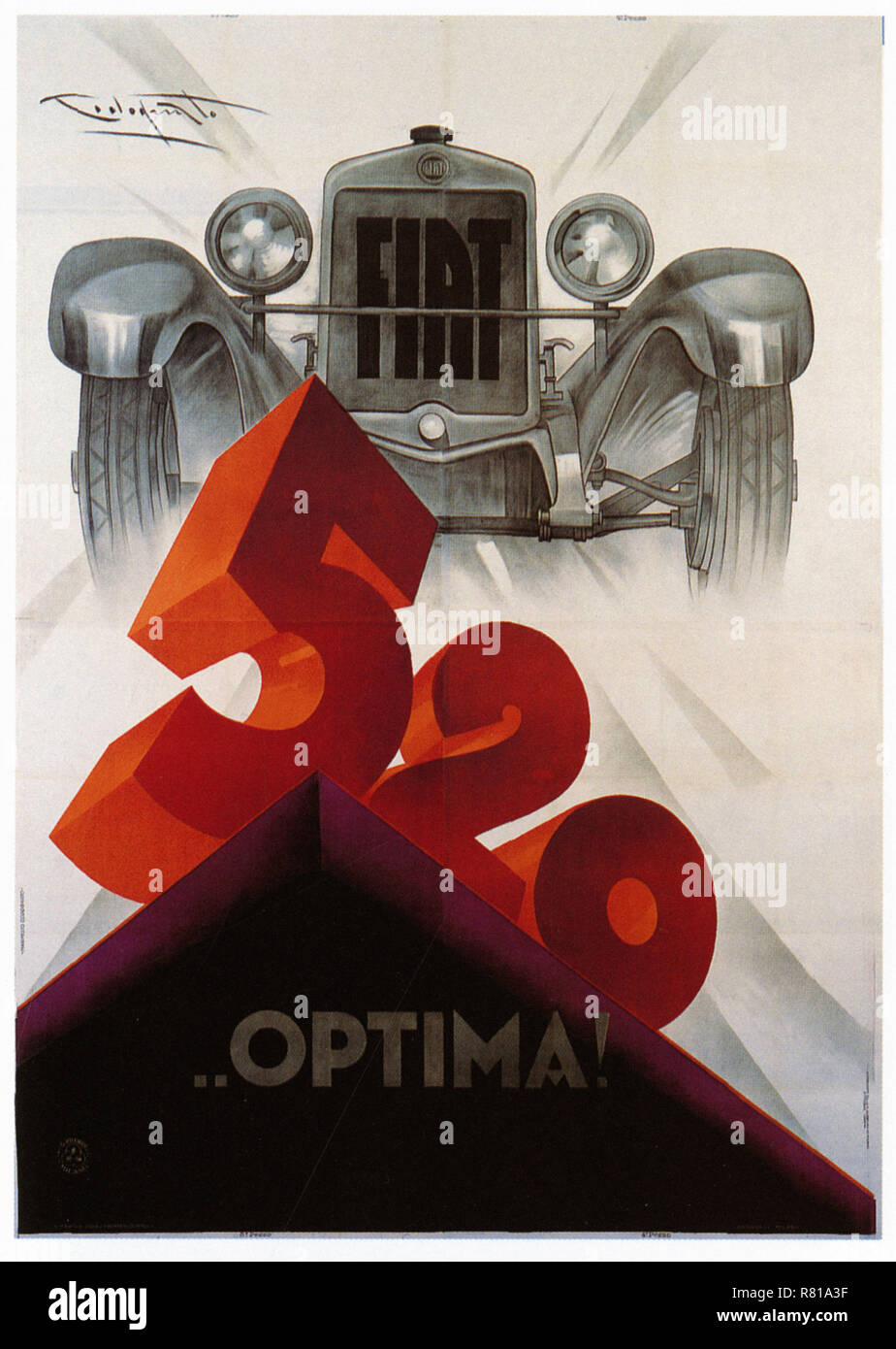 La Fiat 520 Optima - Vintage auto del poster pubblicitario Foto Stock