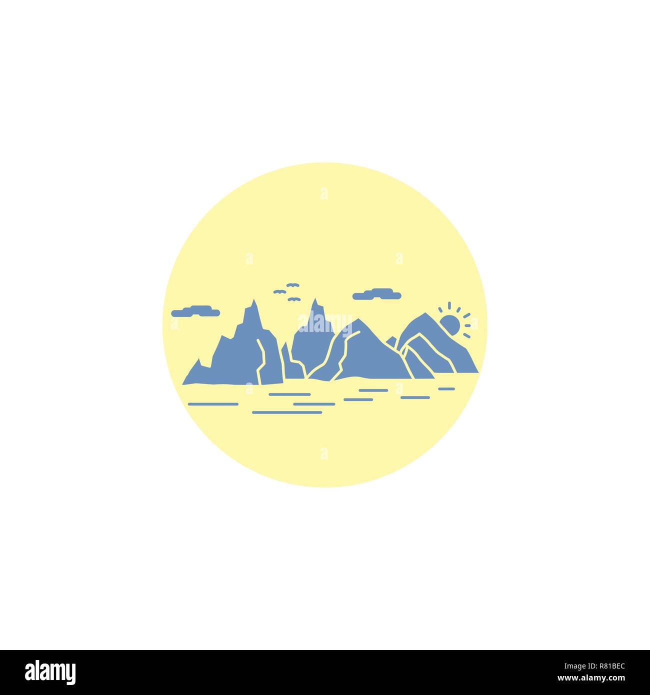 Montagna, collina, paesaggio, natura, cliff glifo icona. Illustrazione Vettoriale