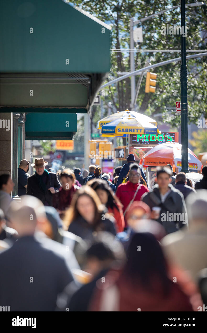 6 Aveenue, Manhattan, neo-New York City, NY, USA la folla in stagione di vacanze. Foto Stock