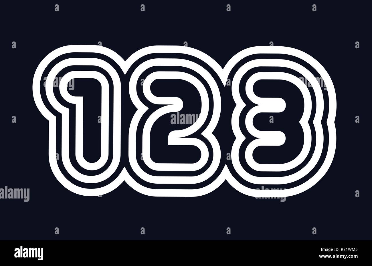 In bianco e nero serie 123 logo design adatto per una società o business Illustrazione Vettoriale