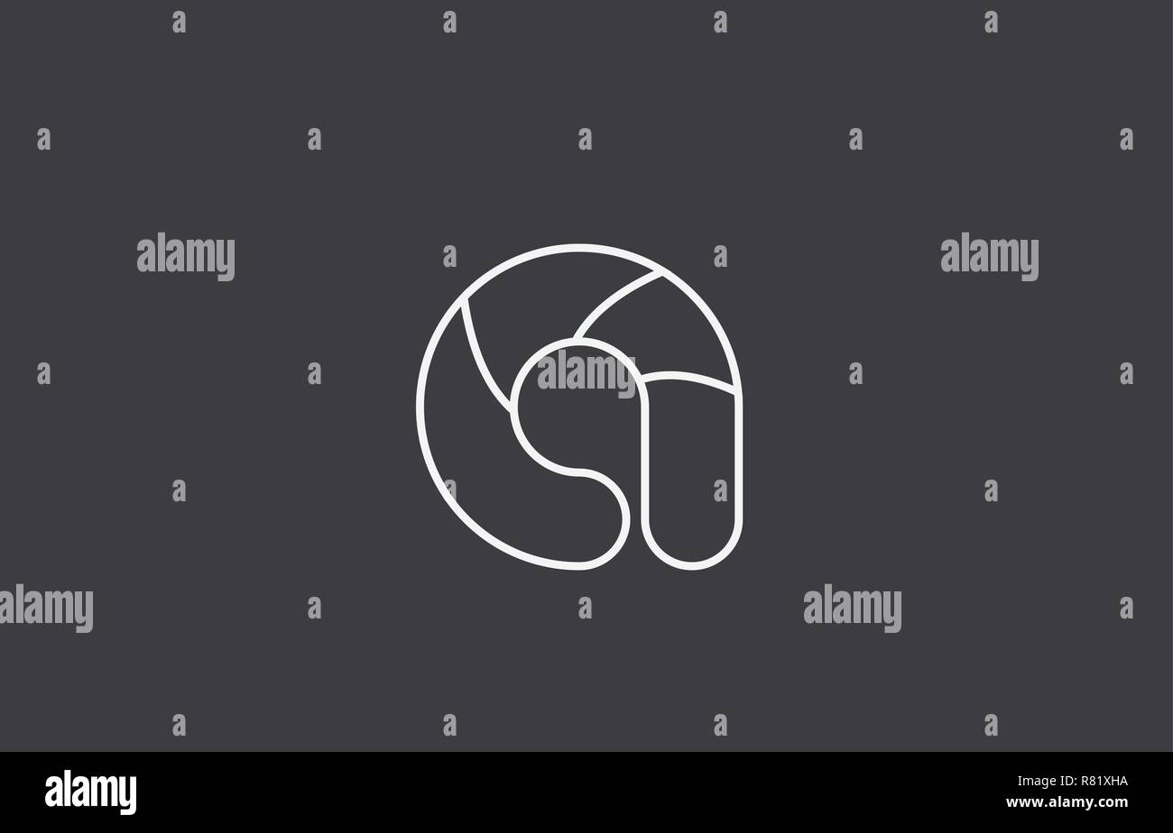 Bianco Nero Grigio lettera alfabeto un logo design adatto per una società o business Illustrazione Vettoriale