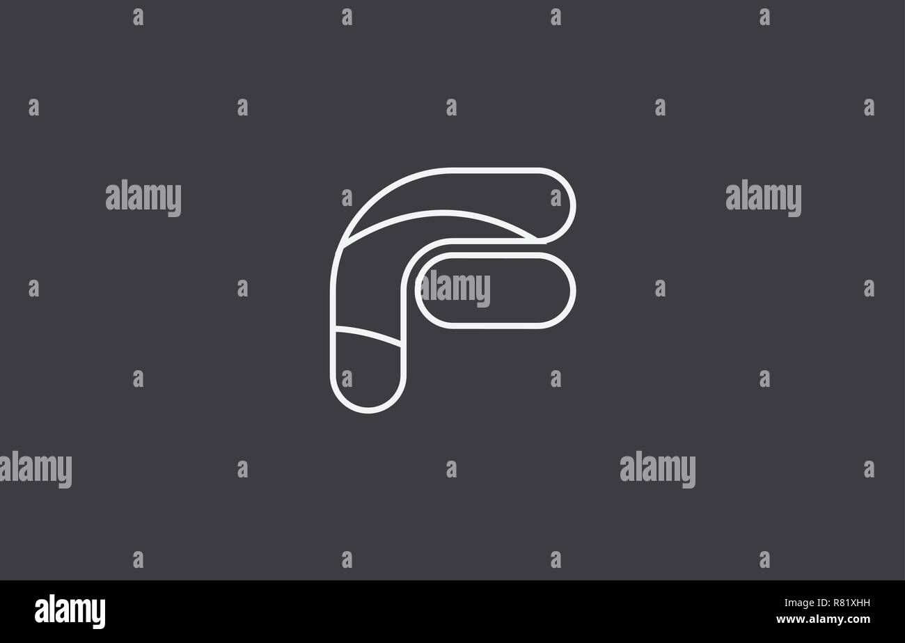 Bianco Nero Grigio lettera alfabeto f logo design adatto per una società o business Illustrazione Vettoriale