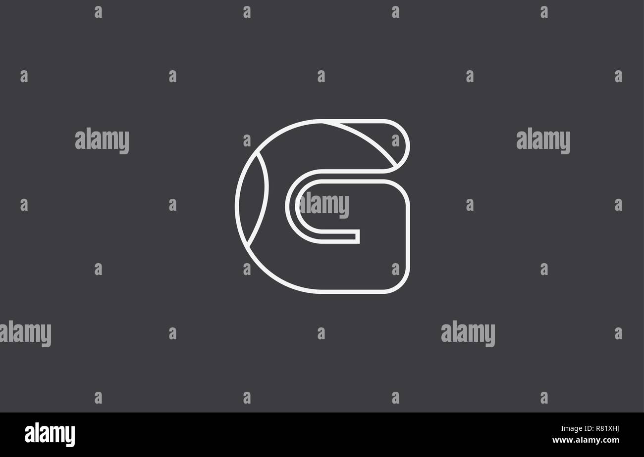 Nero Grigio bianco alfabeto lettera g logo design adatto per una società o business Illustrazione Vettoriale