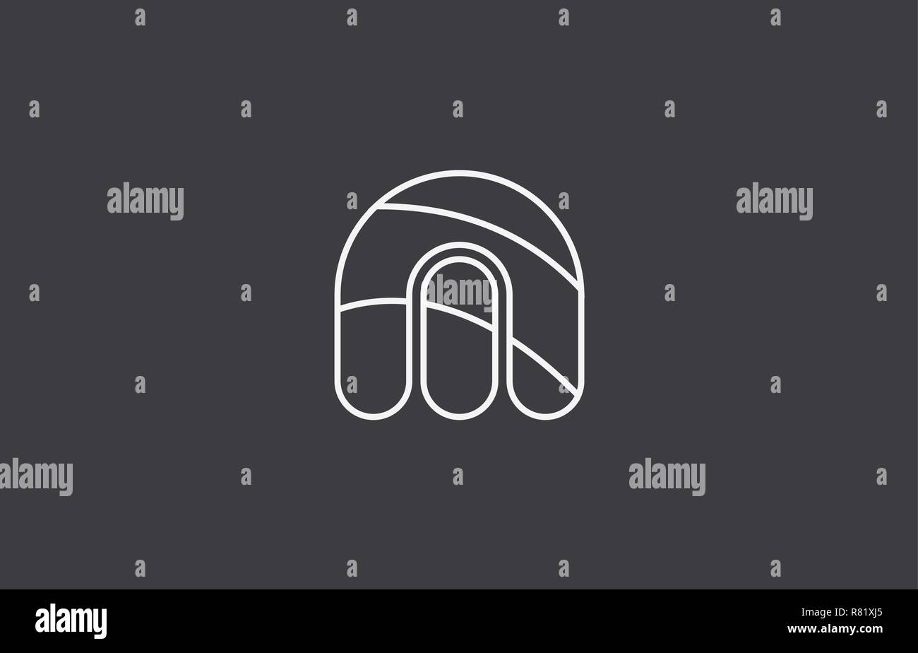 Bianco Nero Grigio lettera alfabeto m logo design adatto per una società o business Illustrazione Vettoriale