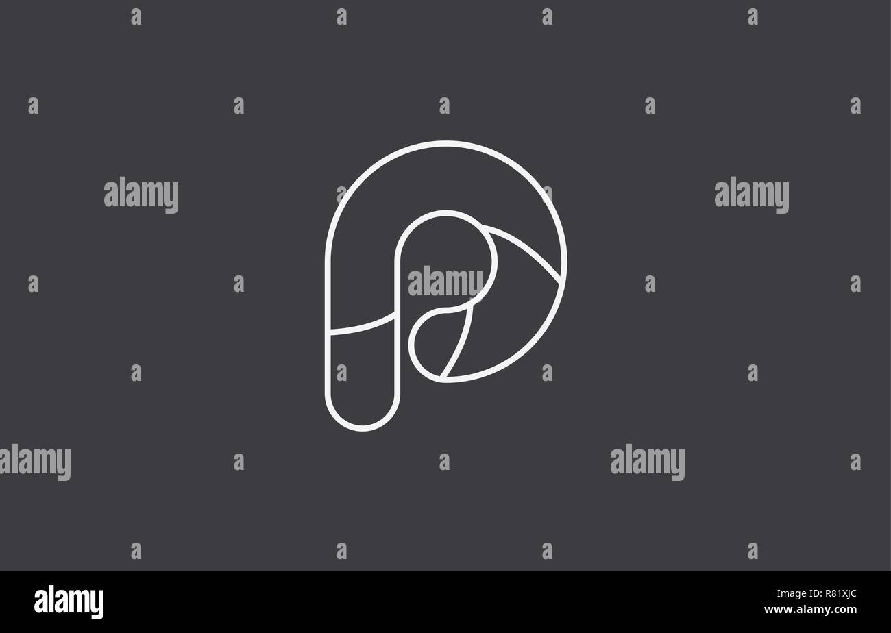 Nero Grigio bianco alfabeto lettera p logo design adatto per una società o business Illustrazione Vettoriale