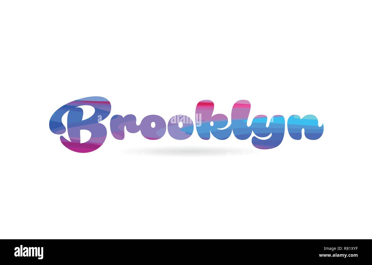 Parola di Brooklyn con rosa colore blu adatto per la scheda icona o la tipografia logo design Illustrazione Vettoriale