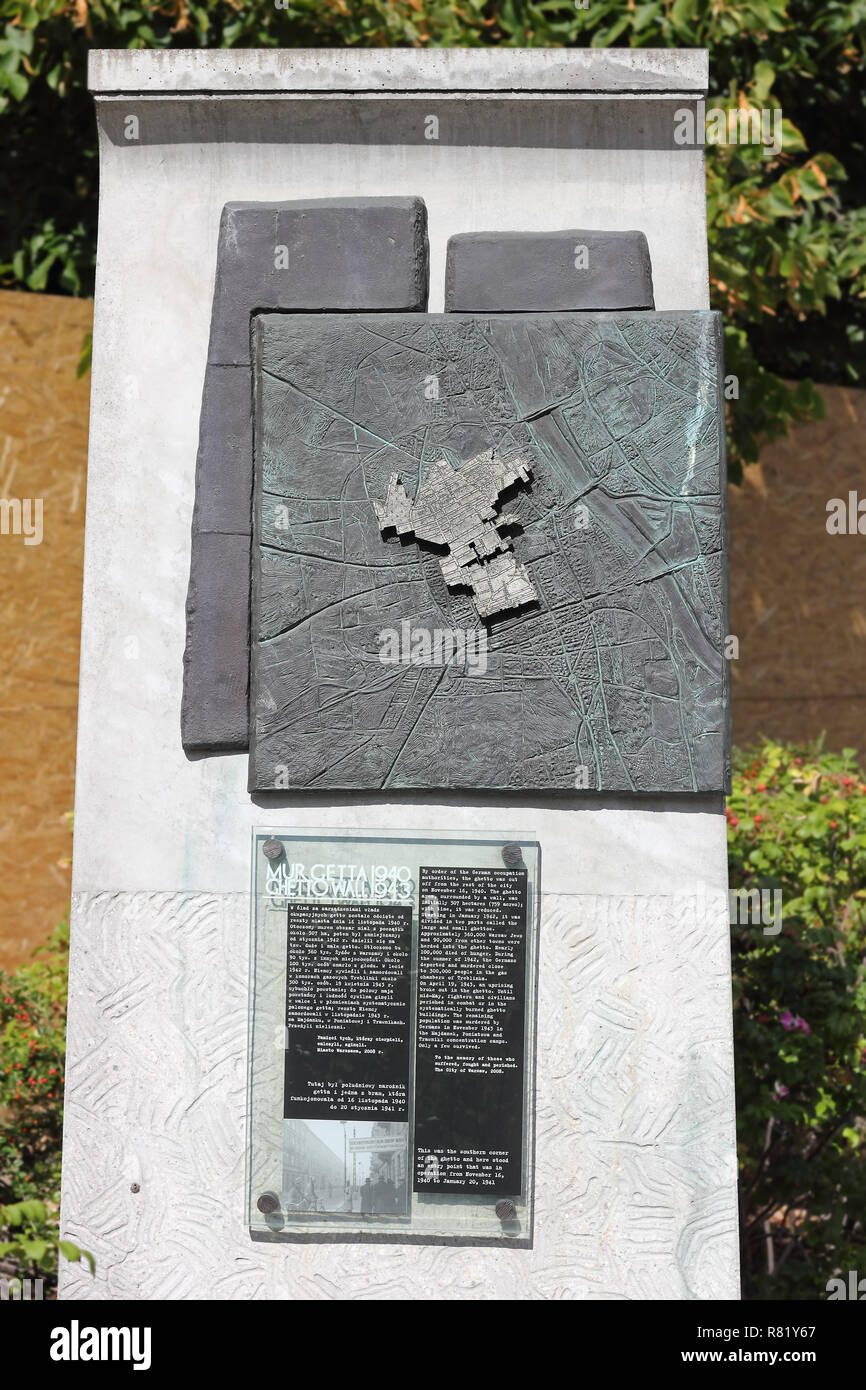 Ghetto di Varsavia pietra commemorativa Foto Stock