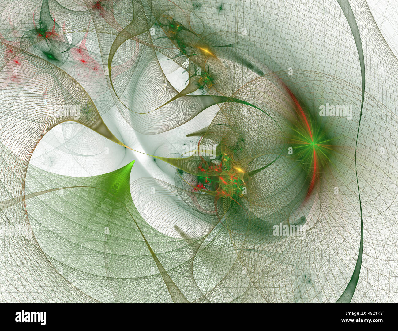 Griglia astratta Wormhole. Il futuristico 3d portali nello spazio. Tunnel Wireframe fantasy illustrazione. Immagine distorta di olografica neon perla mesh. Cyberp Foto Stock