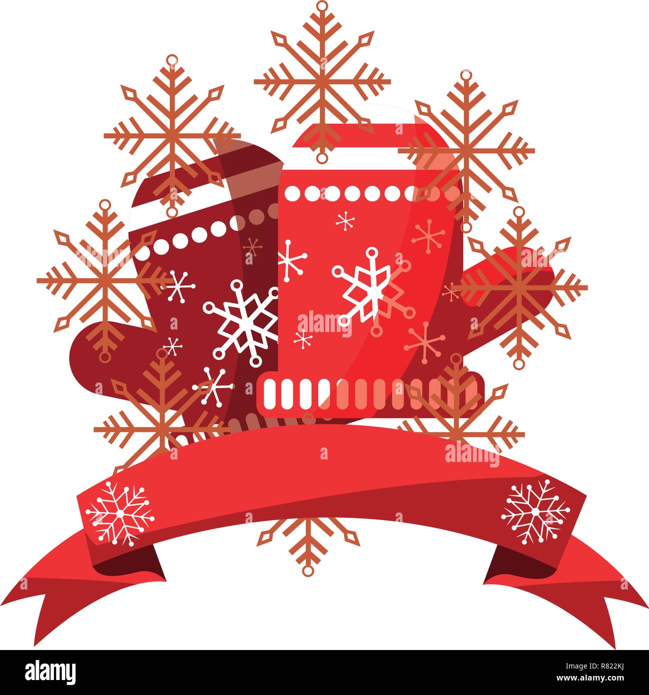 Guanti di natale il simbolo del fiocco di neve decorazione a nastro  illustrazione vettoriale Immagine e Vettoriale - Alamy