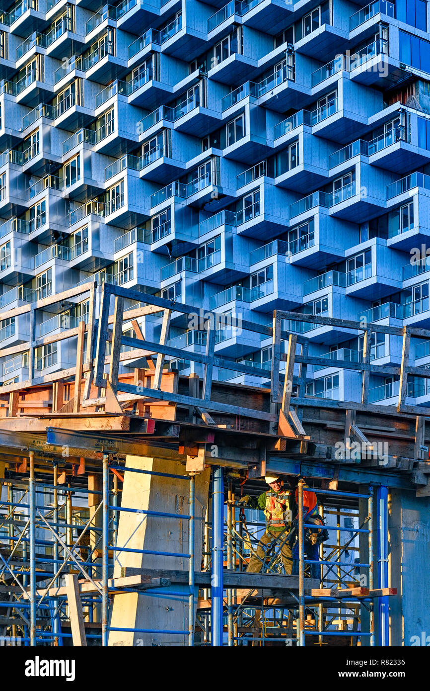 La costruzione di edifici, casa di Vancouver, Bjarke Ingels Group architetti, Vancouver, British Columbia, Canada. Foto Stock