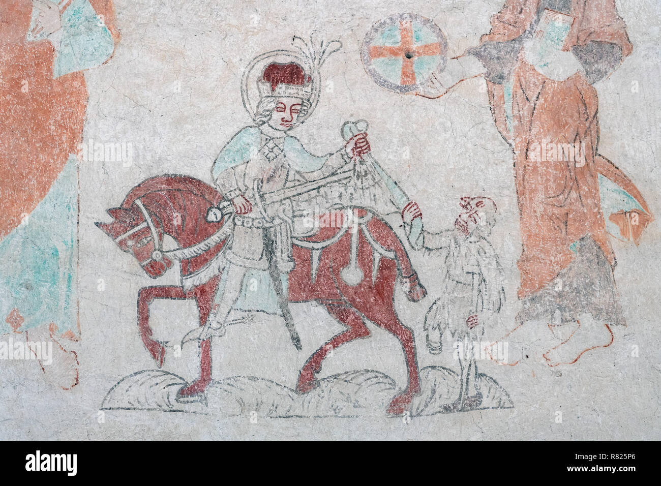 San Martino e il mendicante, medievale pittura murale, chiesa di
