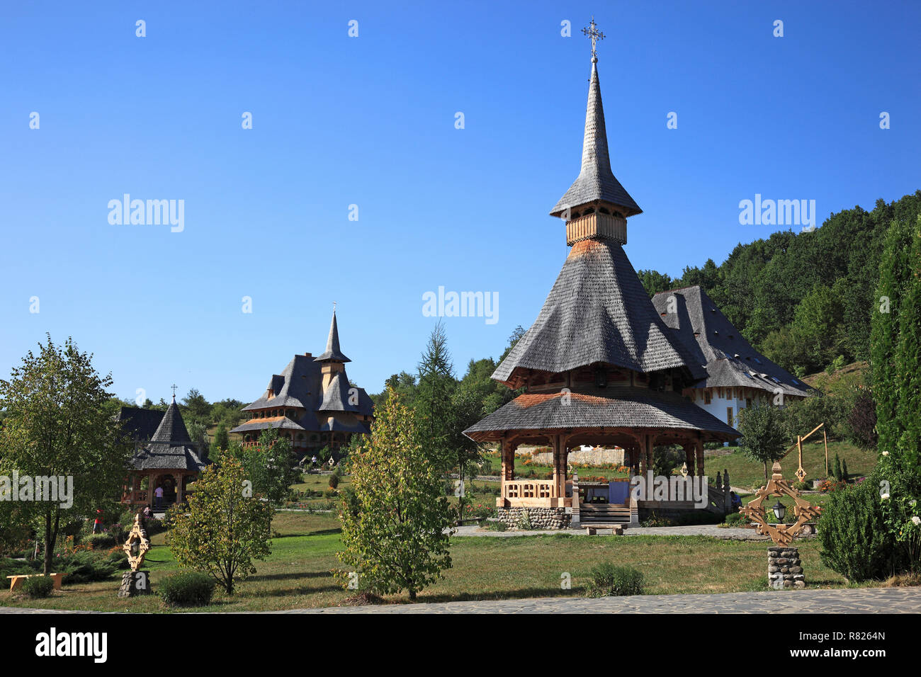 Il nuovo monastero delle monache di Barsana, Barsana, Maramureș County, Romania Foto Stock