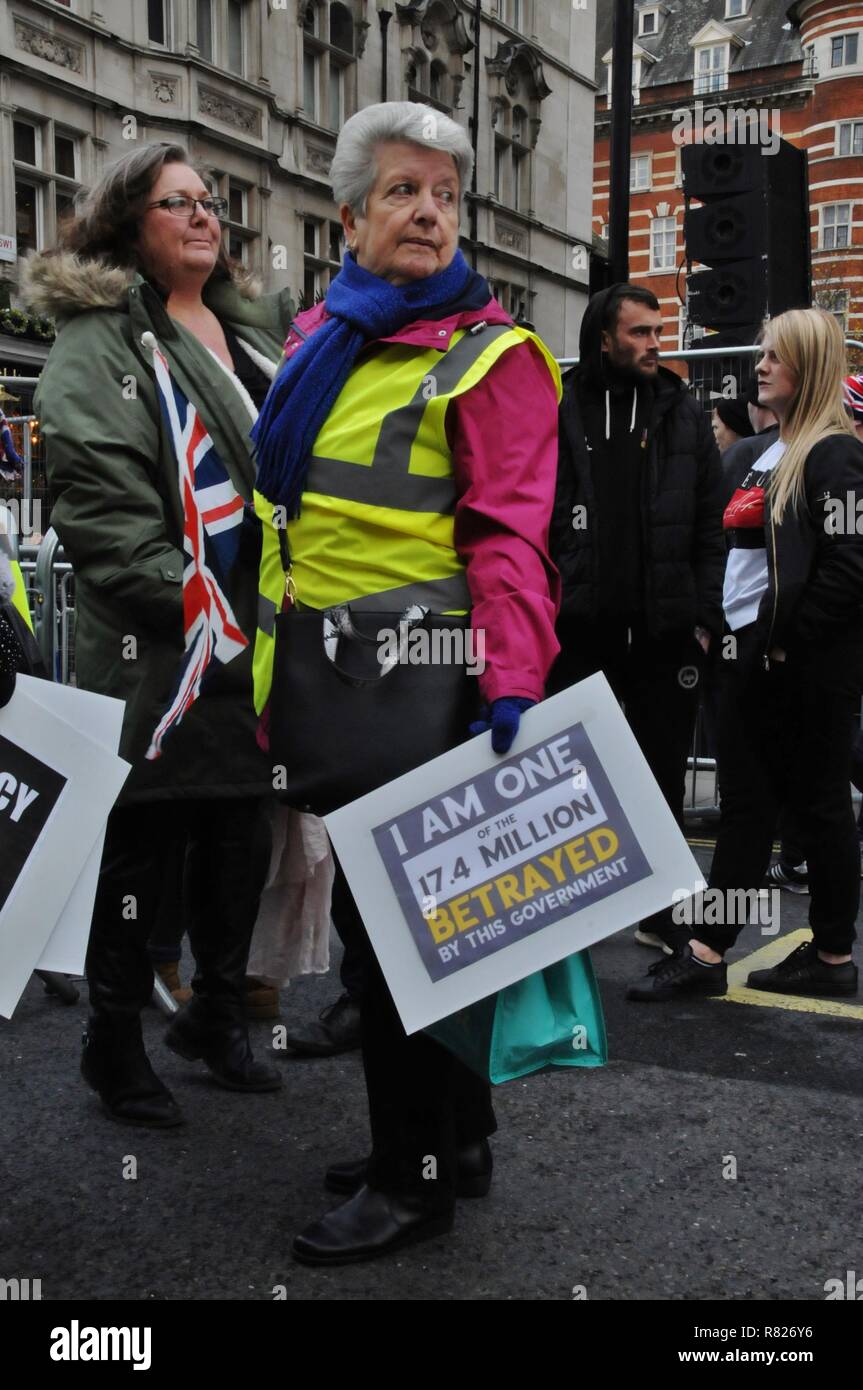 Il Ukip sostenitori e gli elettori Brexit, frequentare il Ukip Brexit significa uscire dalla protesta a Londra. Foto Stock