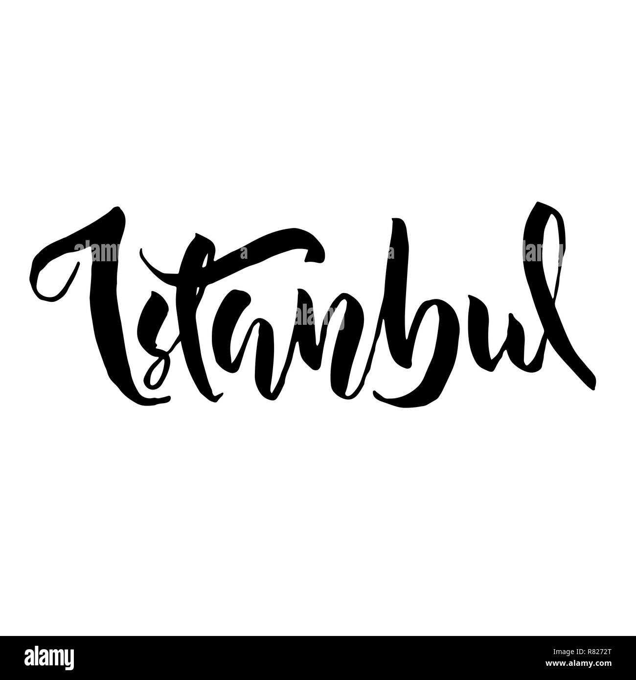Istanbul, Turchia. Tipografia pennello asciutto lettering design. Disegnato a mano poster di calligrafia. Illustrazione Vettoriale. Illustrazione Vettoriale