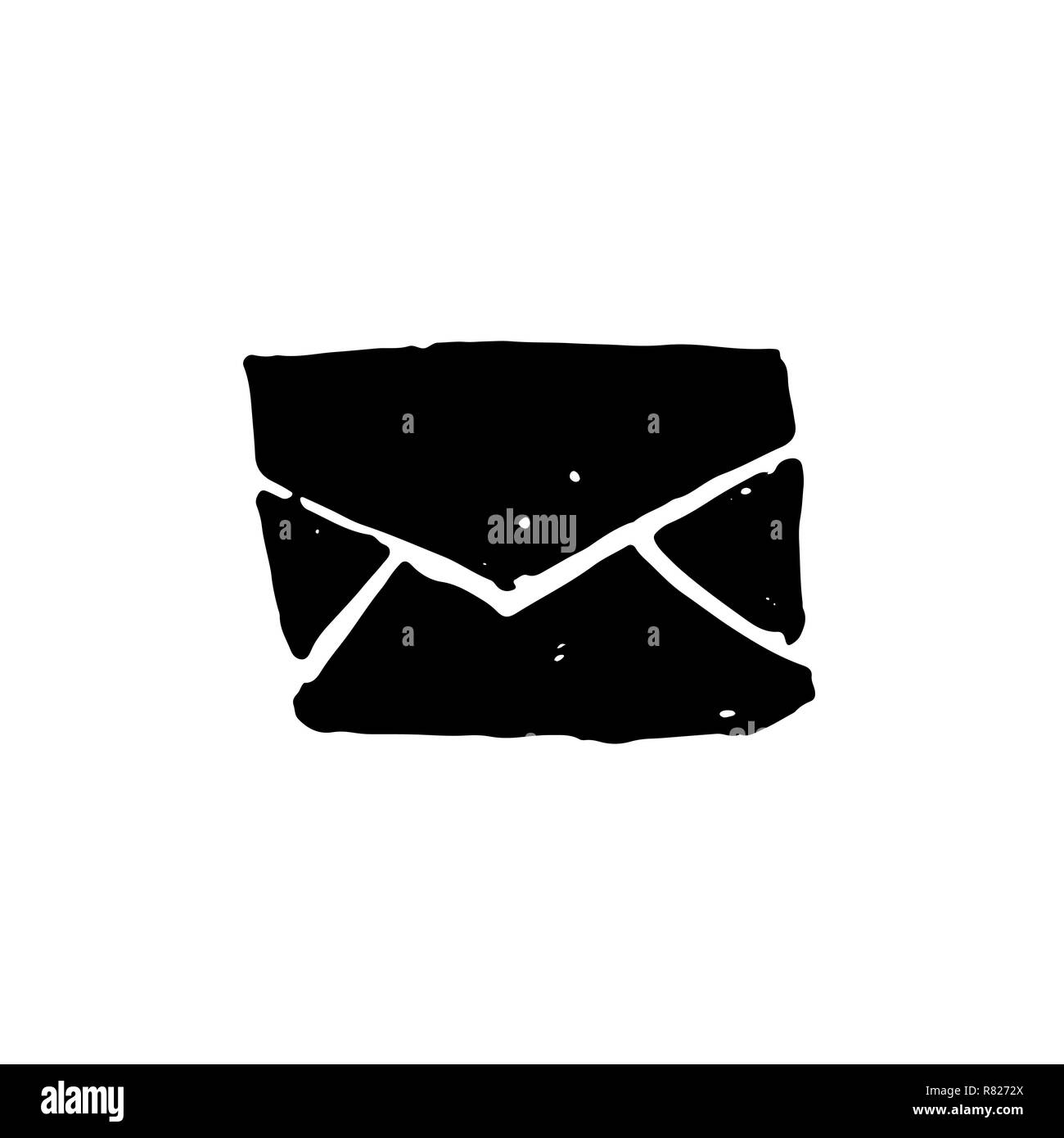 E-mail icona grunge. Mail pennello asciutto illustrazione vettoriale. Illustrazione Vettoriale