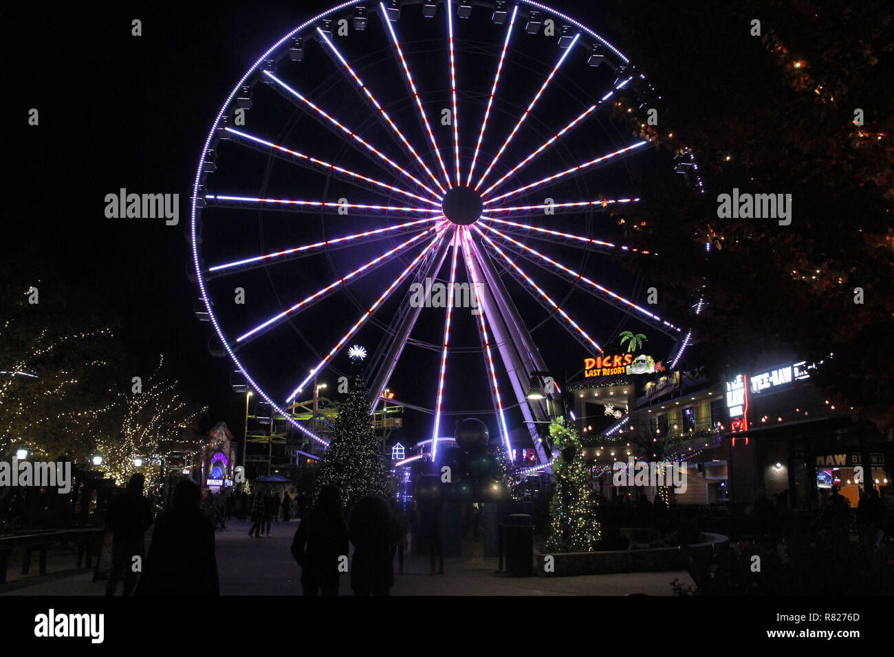 Ruota panoramica Ferris nell'isola di Pigeon Forge, TN Foto Stock