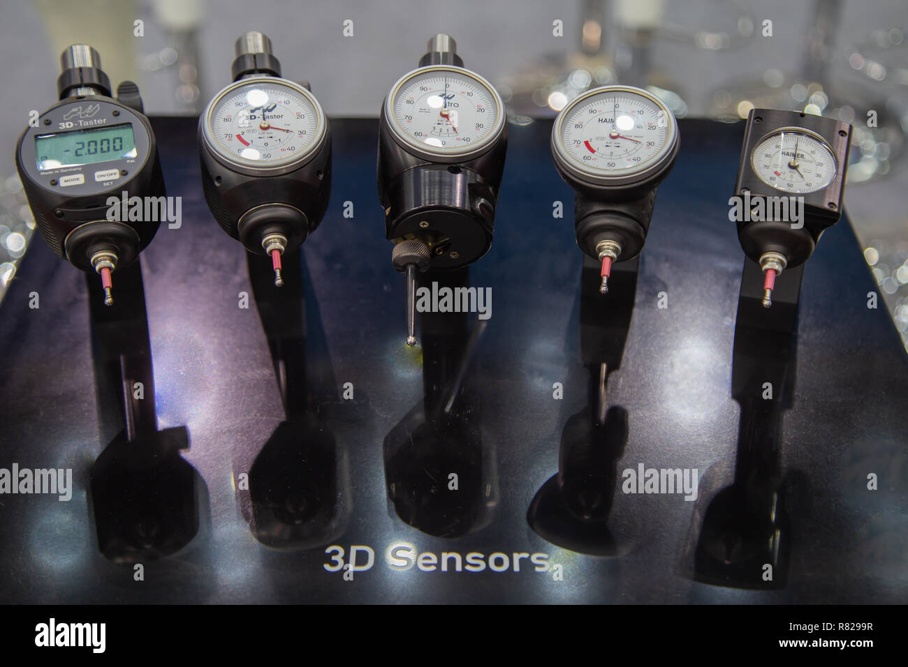 Bangkok, Tailandia - 21 Novembre 2018: 3d di sensori e dispositivi di centraggio nel display Metalex 2018 Foto Stock