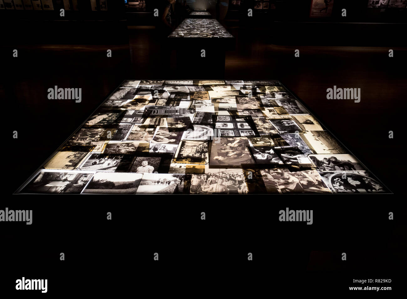 Mostra fotografica di fotografie della seconda guerra mondiale dedicata alle vittime dell'Olocausto durante il periodo nazista in Germania. Yad Vashem. Gerusalemme, Israele. Il 24 ottobre 2018. Foto Stock
