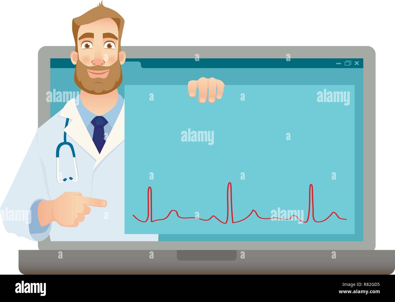 Online di consultazione medica. Il concetto di medicina. Medico Online illustrazione vettoriale Illustrazione Vettoriale