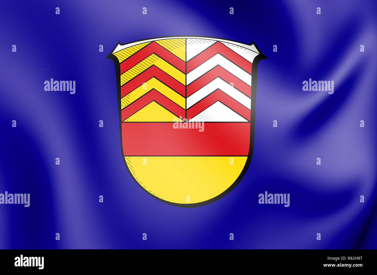3D Bandiera di Bad Vilbel (Assia), Germania. 3D'illustrazione. Foto Stock