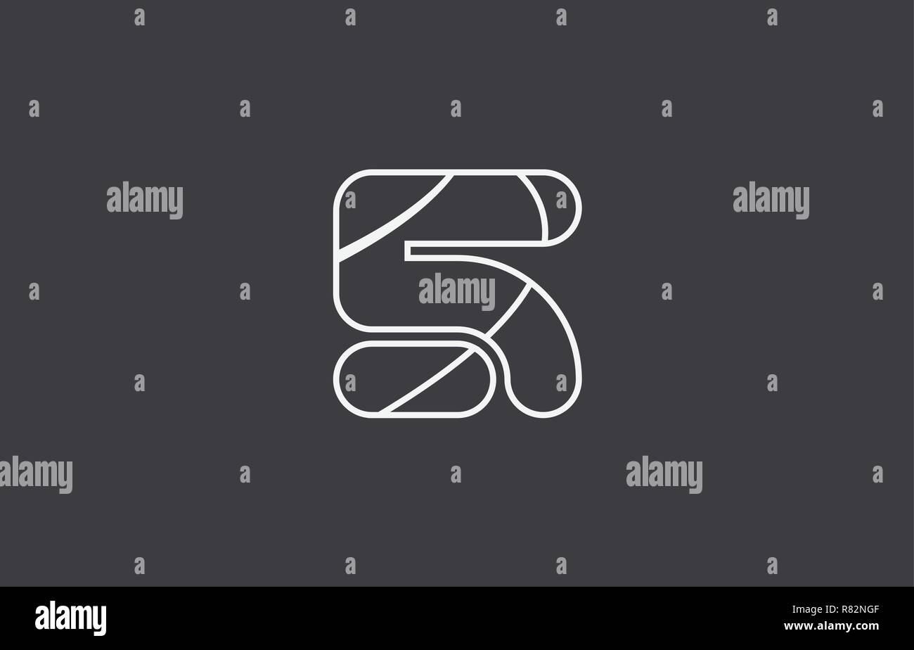 Bianco nero grigio numero 5 logo design adatto per una società o business Illustrazione Vettoriale