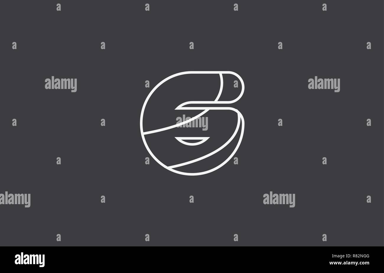 Bianco nero grigio numero 6 logo design adatto per una società o business Illustrazione Vettoriale