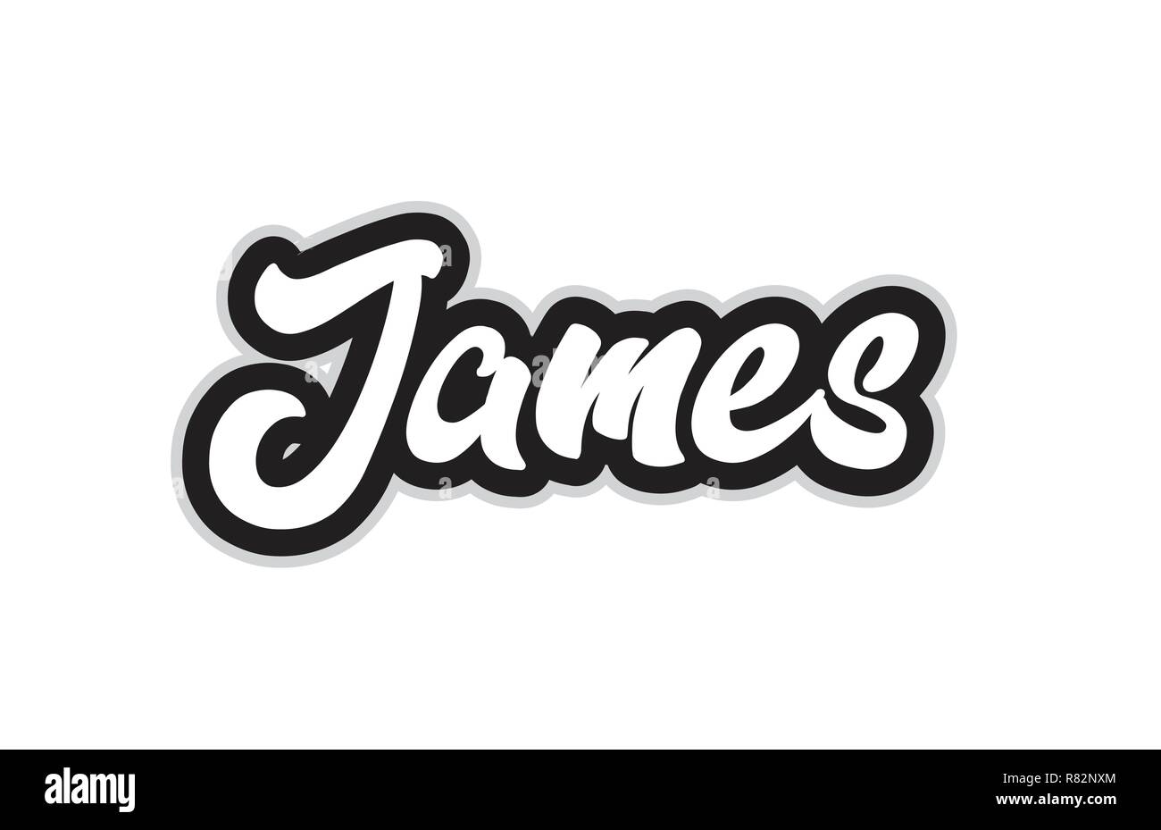 James scritto a mano il testo parola per tipografia design in bianco e nero e a colori. Può essere utilizzato per un logo, marchio o scheda Illustrazione Vettoriale