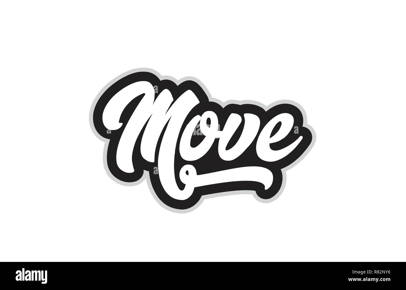 Spostare scritto a mano il testo parola per tipografia design in bianco e nero e a colori. Può essere utilizzato per un logo, marchio o scheda Illustrazione Vettoriale