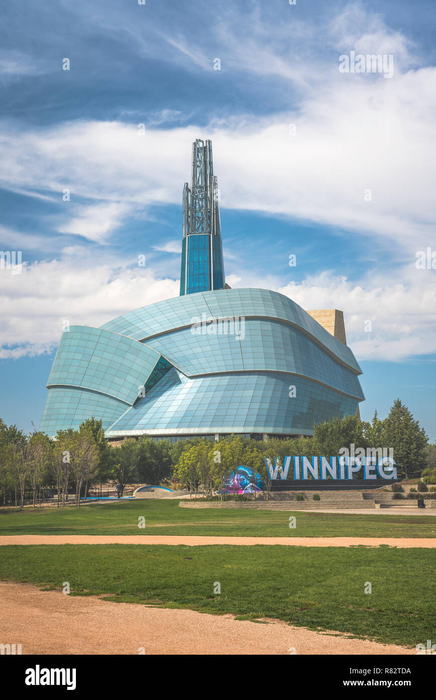 Il Museo Canadese per i Diritti Umani a forche in Winnipeg, Manitoba, Canada. Foto Stock