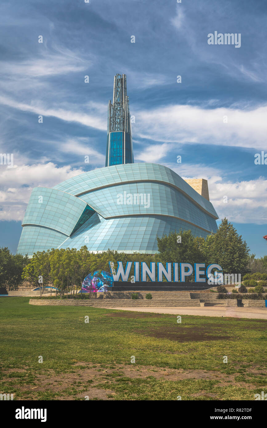 Il Museo Canadese per i Diritti Umani a forche in Winnipeg, Manitoba, Canada. Foto Stock