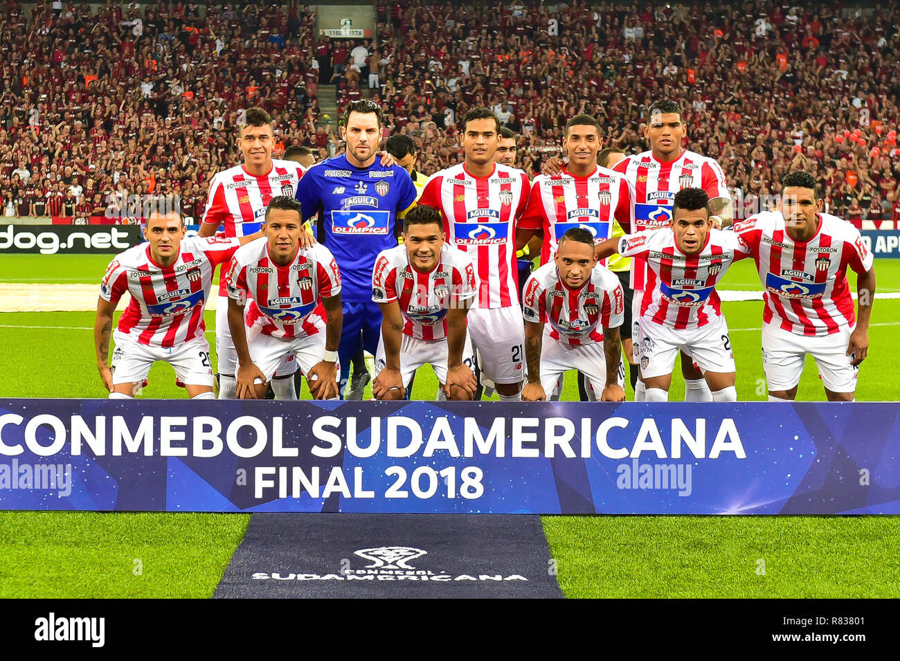 PR - Curitiba - 12/12/2018 - South American Cup 2018 - Atl tico-PR x Junior Barranquilla - Junior Barranquilla giocatori pongono per la partita contro l'Atletico-PR a Arena da Baixada Stadium per il 2018 South American Cup Championship. Foto: Jason Silva / AGIF Foto Stock