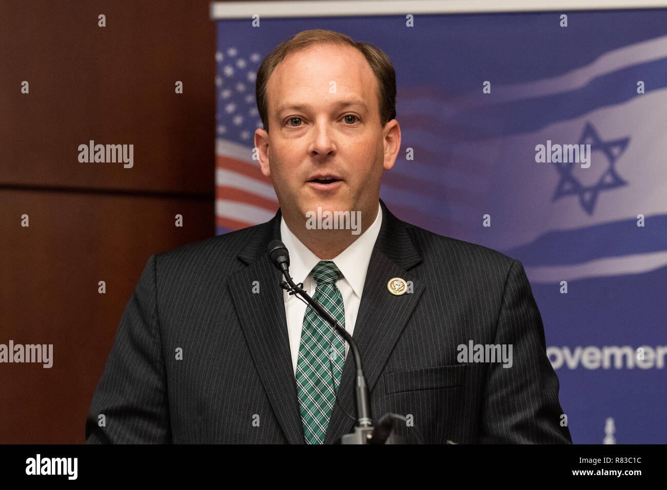 Rappresentante statunitense Lee Zeldin (R-NY) presso l'American movimento sionista / AZM Washington Forum: rinnovare l'impegno Bipartisan in piedi con Israele e il Sionismo nel Capitol Visitor Center di Washington, DC. Foto Stock