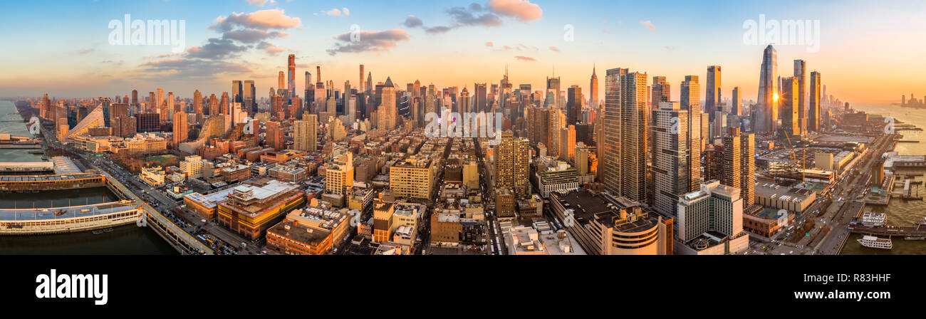 Panoramica aerea di skyline di New York Foto Stock