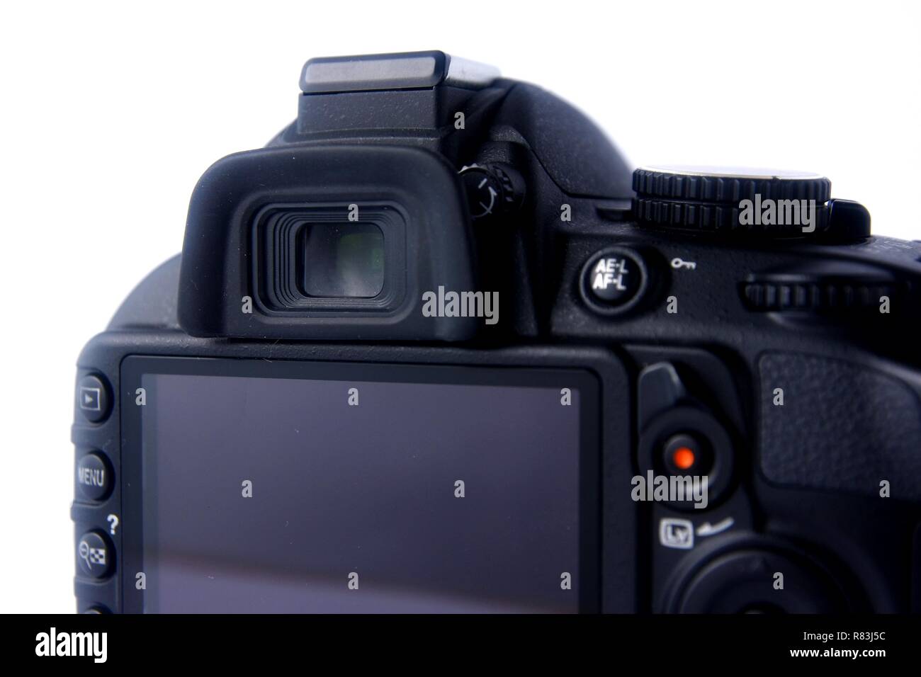 Foto di un mirino ottico di una fotocamera reflex digitale Foto Stock