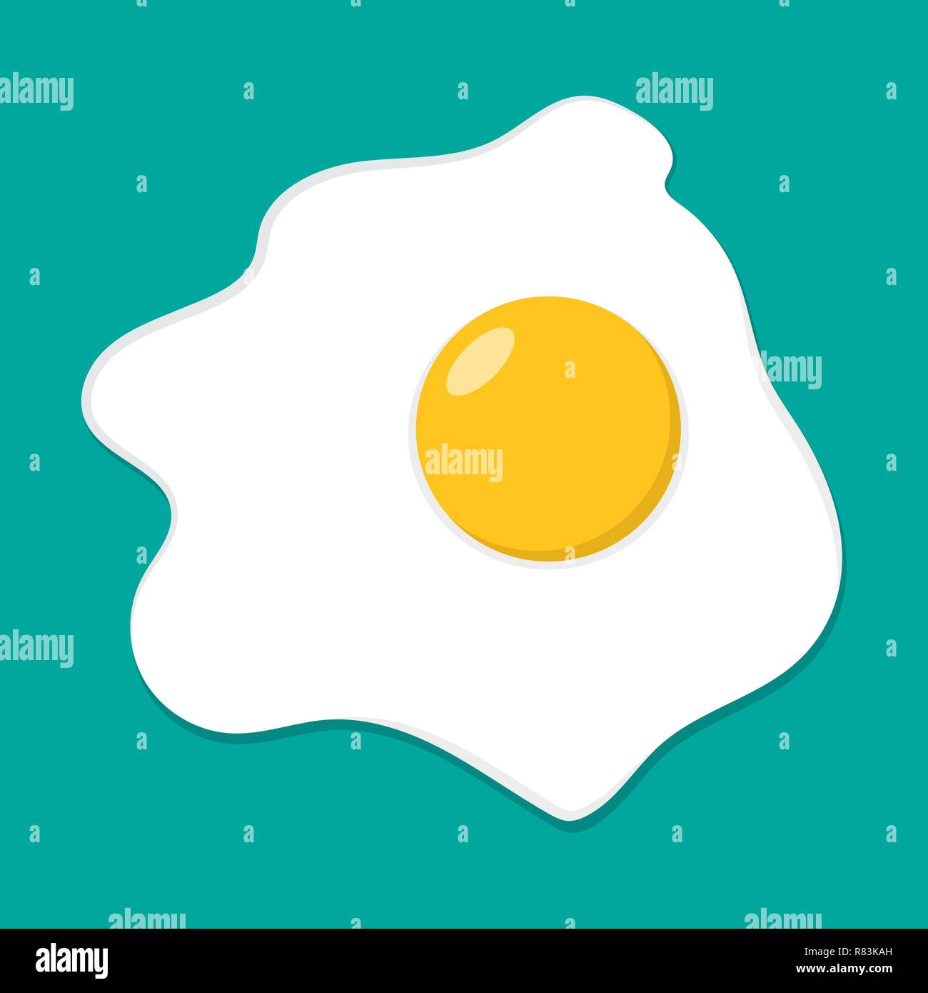 Uovo fritto in stile appartamento. Illustrazione Vettoriale. Semplice uovo fritto isolato Illustrazione Vettoriale