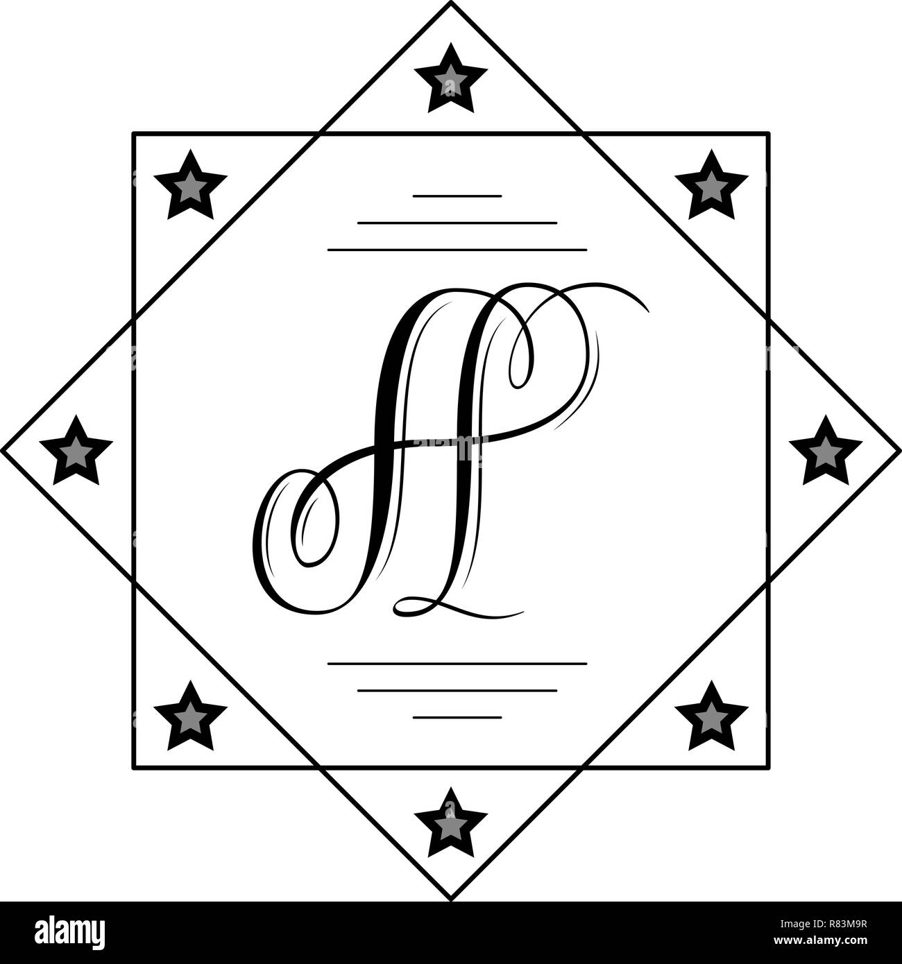 Lettera elegante Un design emblema Illustrazione Vettoriale