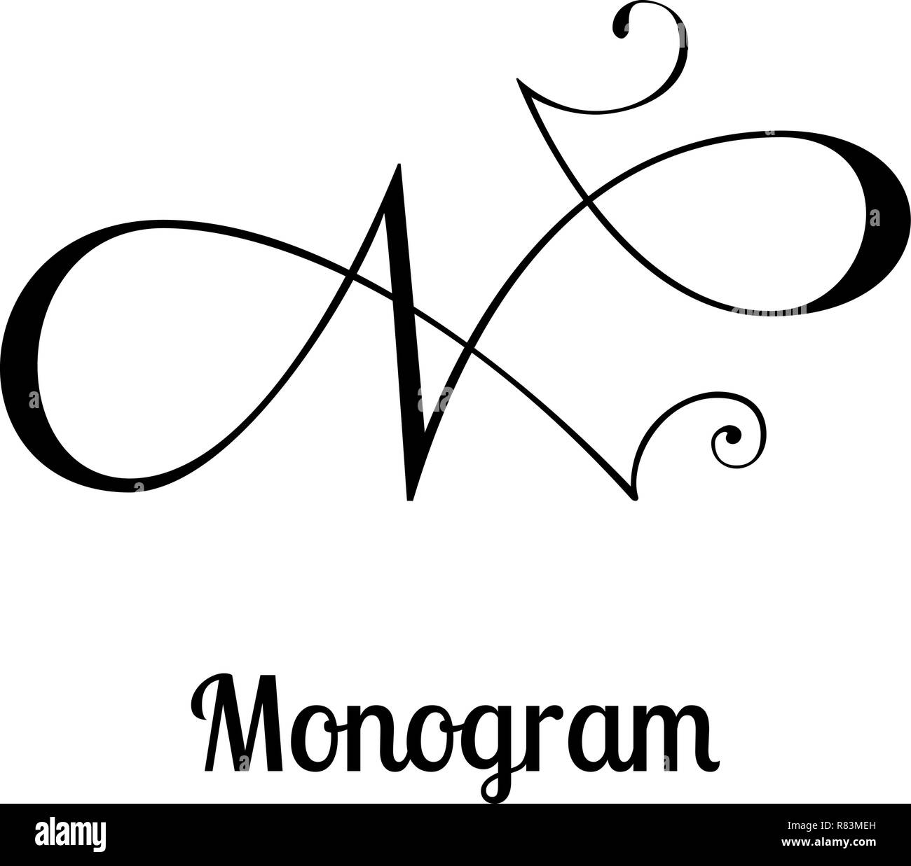 Classico emblema design - Lettera N calligraphy Illustrazione Vettoriale