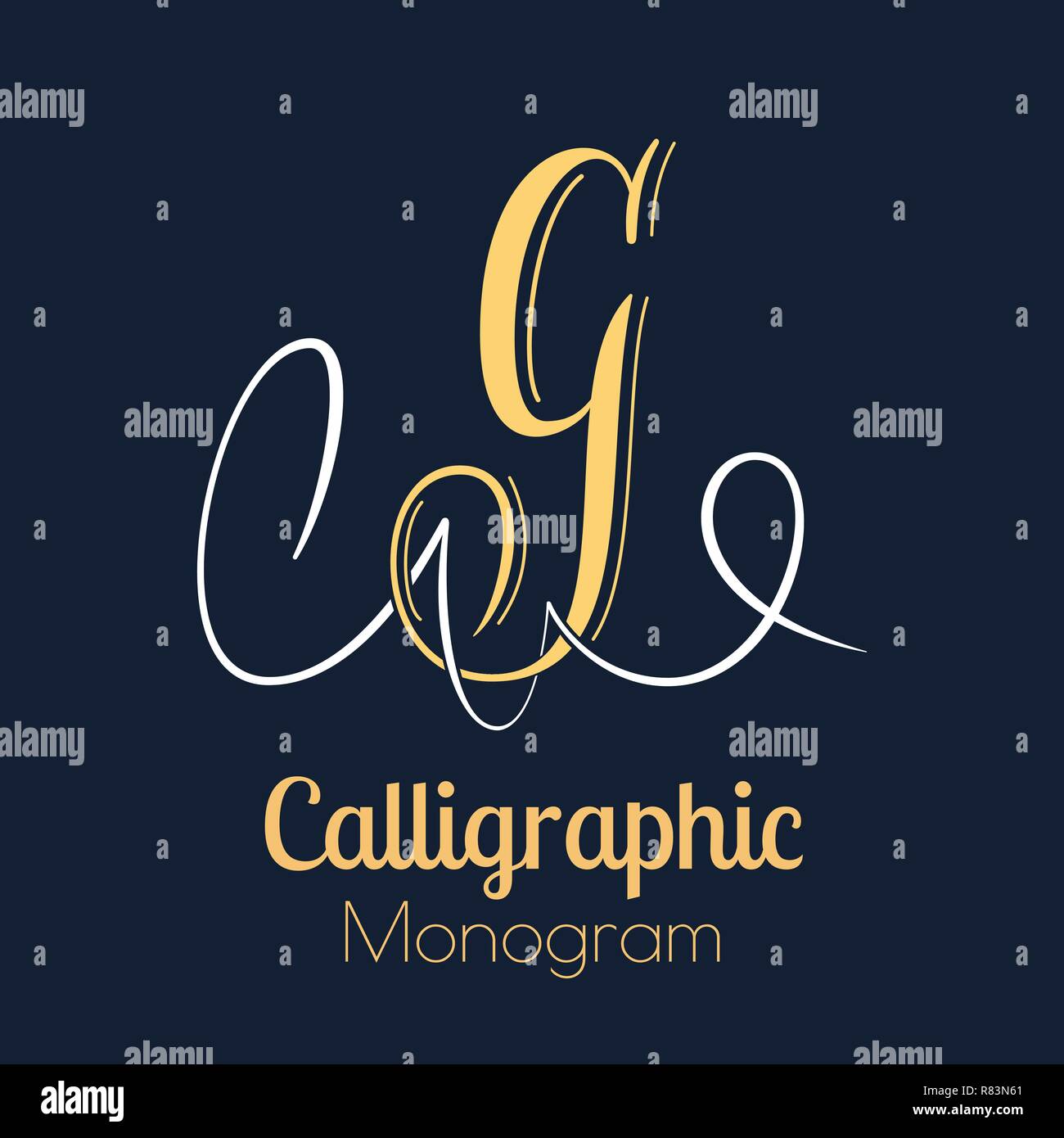 Elegante stile di calcografia lettera G MONOGRAMMA Illustrazione Vettoriale