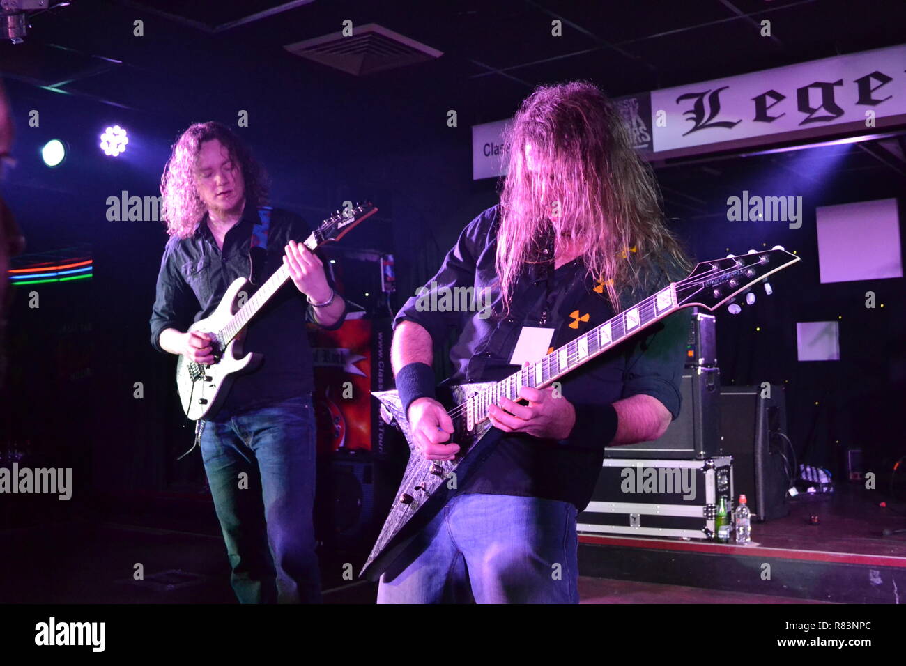 Megadeth UK, un omaggio a Megadeth al Legends of Rock, weekend annuale festival musicale di Great Yarmouth, Norfolk, Regno Unito. 50 omaggio atti. Foto Stock