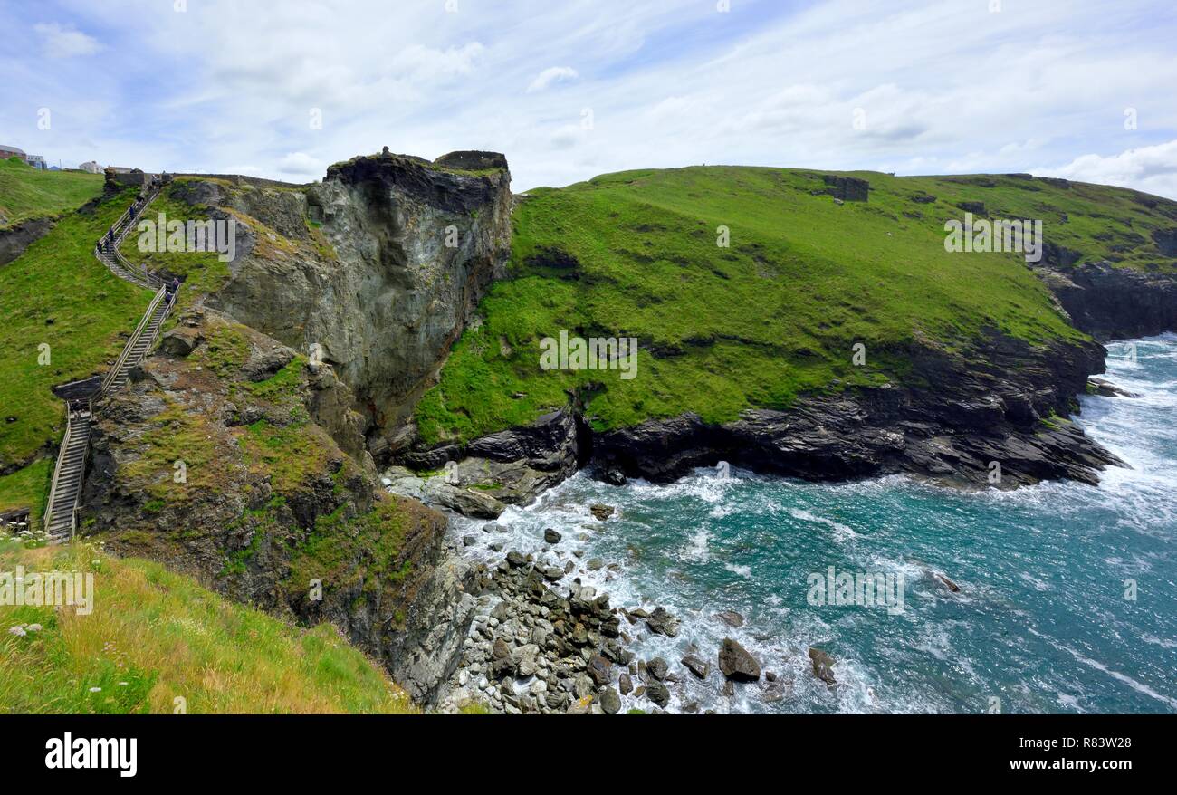 Robusto litorale della Cornovaglia,Tintagel,Cornwall,l'Inghilterra,UK Foto Stock