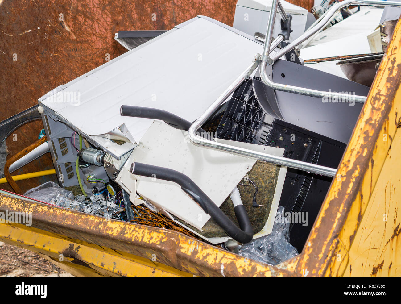 Il riciclaggio presso il cantiere di materiale Foto Stock