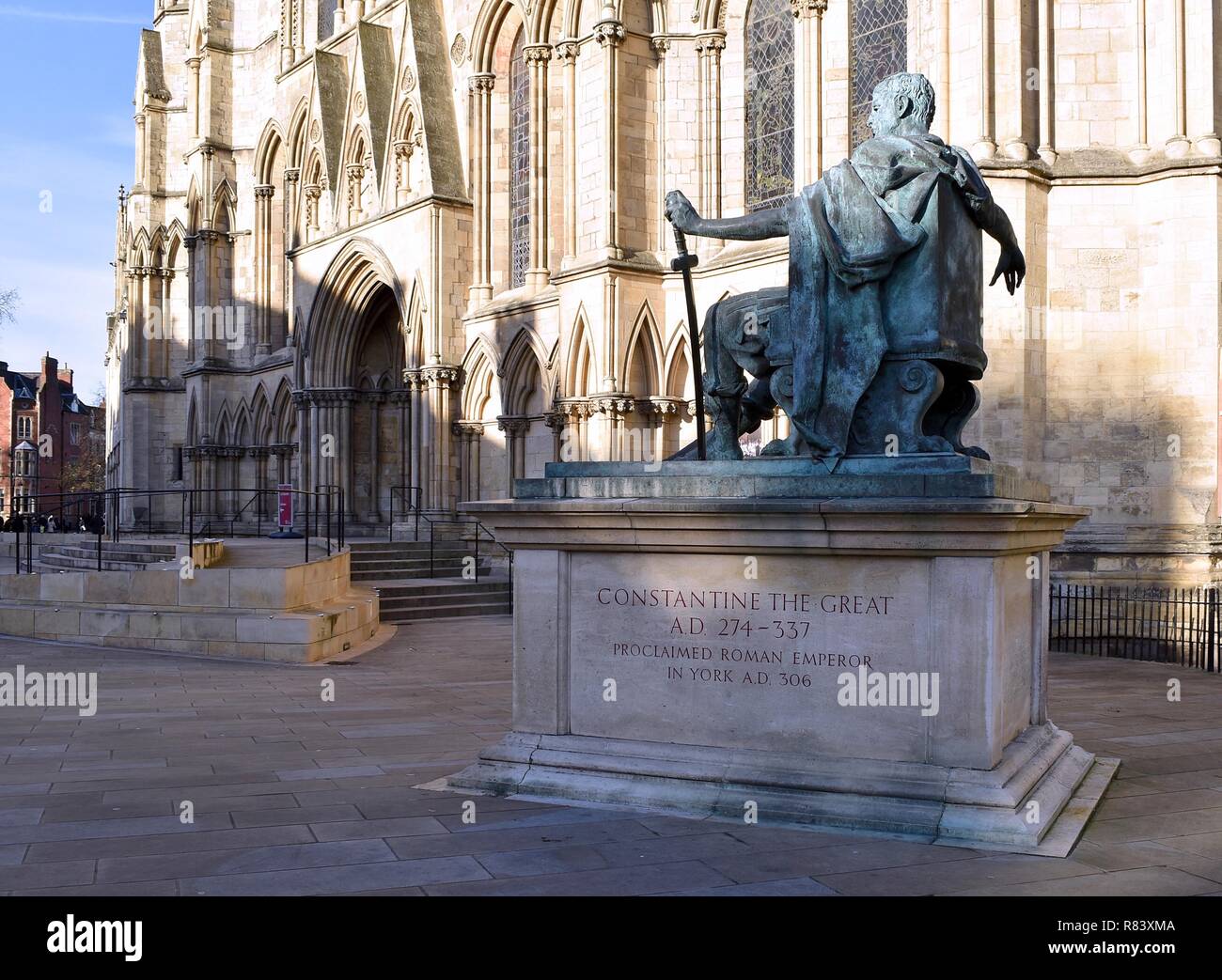 La Statua di Costantino il Grande in York Foto Stock