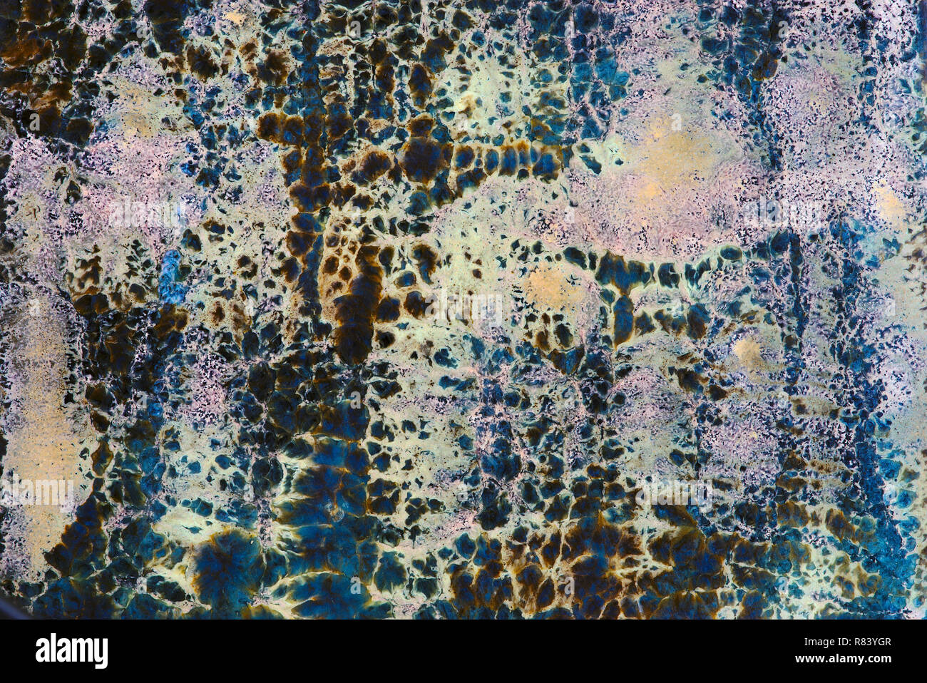 Vallauris texture ceramica, vista ravvicinata. colori psichedelici e modelli Foto Stock