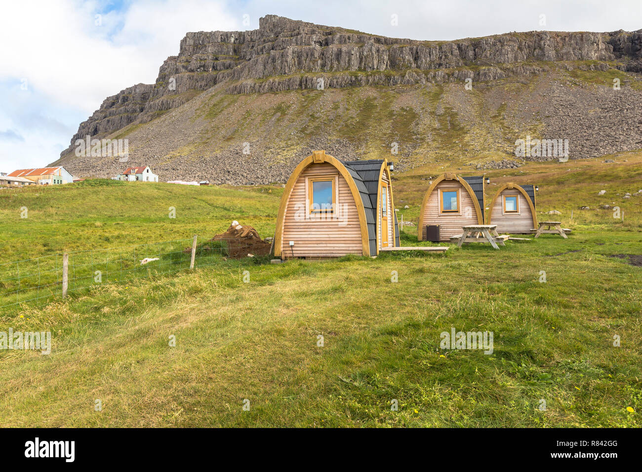 Cottage speciale sul campeggio, Islanda Foto Stock