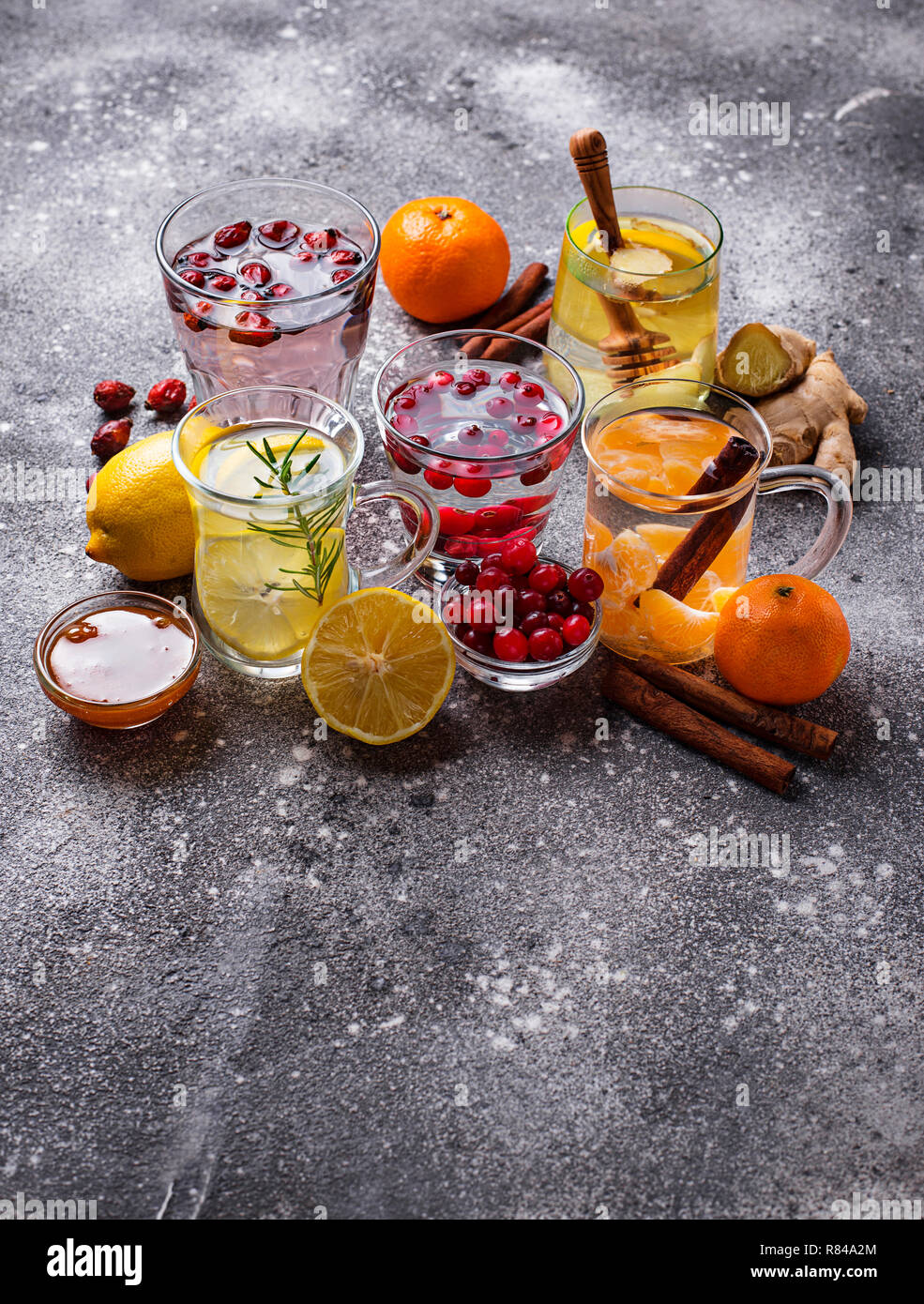 Assortimento di inverno tè sano di survoltaggio di immunità Foto Stock